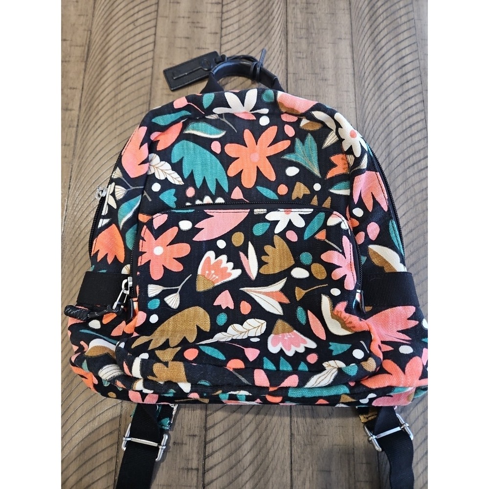 Fossil Backpack Abstract Floral Textile Leather Laptop Artsy Heritage Americana